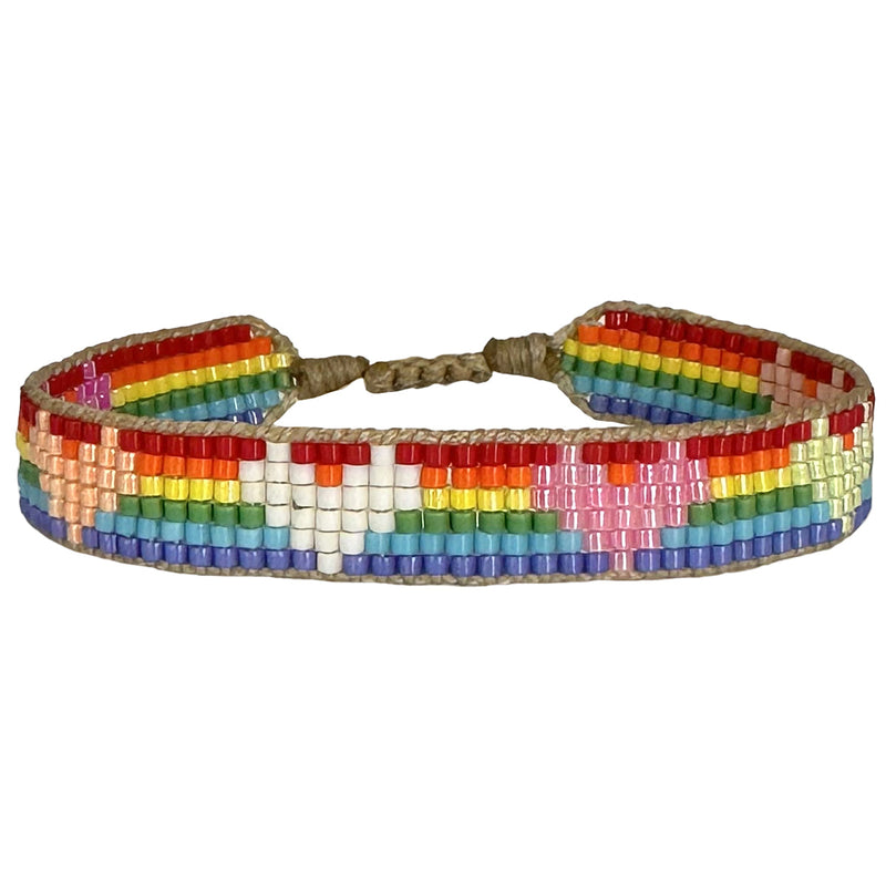 You are powerful, strong and creative. You are capable of great things. You have the ability to create anything you want in your life.  This rainbow bracelet is a one of a kind piece handmade by our team of artisans and designed with the heart just for you.  Details:      Women bracelet     Handemade bracelet      Japanese glass beads     Adjustable bracelet     Width 10mm