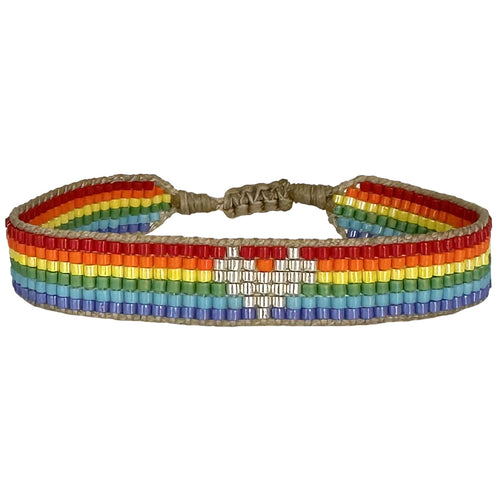 You are powerful, strong and creative. You are capable of great things. You have the ability to create anything you want in your life.  This rainbow bracelet is a one of a kind piece handmade by our team of artisans and designed with the heart just for you.  Details:      Women bracelet     Handemade bracelet      Japanese glass beads     Adjustable bracelet     Width 10mm