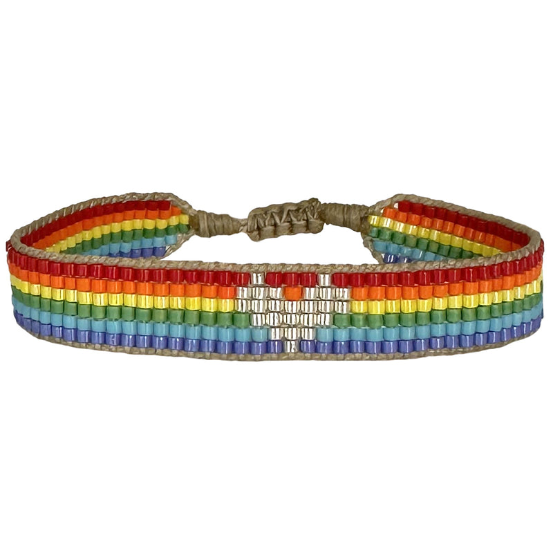 You are powerful, strong and creative. You are capable of great things. You have the ability to create anything you want in your life.  This rainbow bracelet is a one of a kind piece handmade by our team of artisans and designed with the heart just for you.  Details:      Women bracelet     Handemade bracelet      Japanese glass beads     Adjustable bracelet     Width 10mm