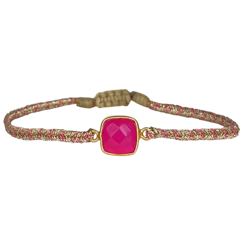 HANDMADE PINK AGATE STONE BRACELET