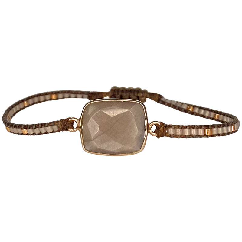 HANDMADE CHOCOLATE MOONSTONE STONE BRACELET