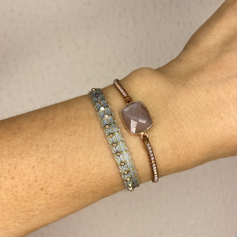 HANDMADE CHOCOLATE MOONSTONE STONE BRACELET