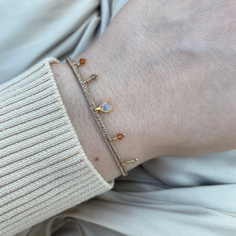 DIAMOND CHARMS HANDMADE BRACELET ON MODEL