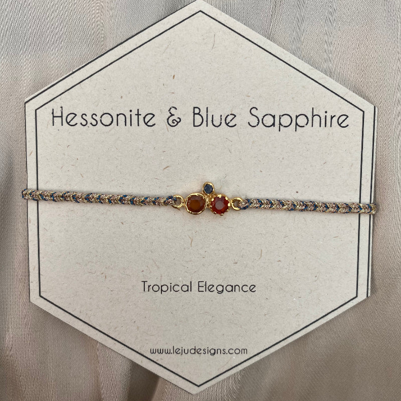 HESSONITE & BLUE SAPPHIRE BRACELET
