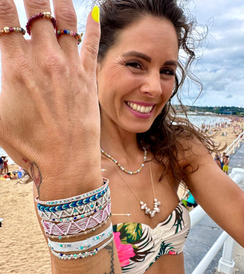 HANDMADE FRIDA BRACELET IN FEATURING AMAZONITE AND CHOCOLATE MOONSTONE