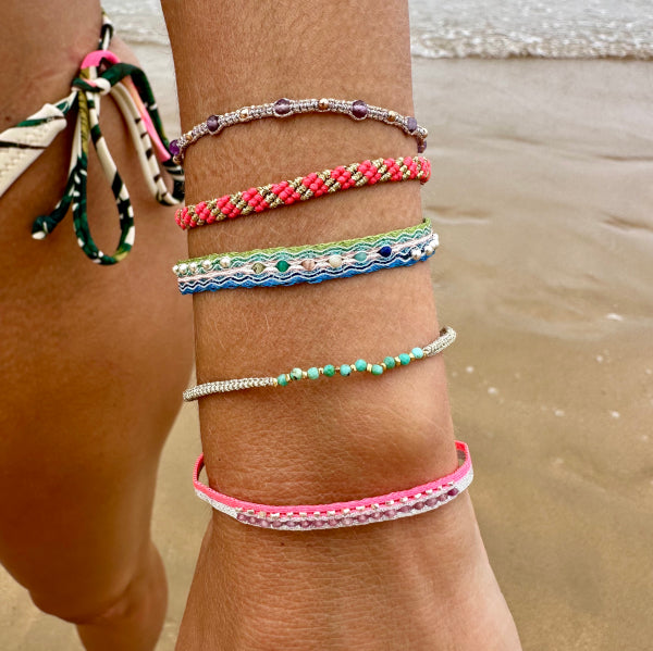 MAJESTIC HANDWOVEN BRACELET FEATURING SEMI-PRECIOUS STONES AND SILVER BEADS