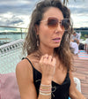 WEB HANDWOVEN BRACELET IN LILAC WITH ROSE GOLD BEADS
