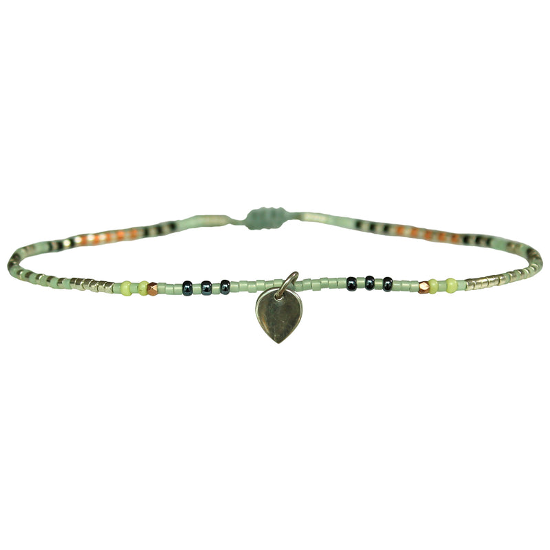HEART ANKLET IN SILVER & NEUTRAL TONES