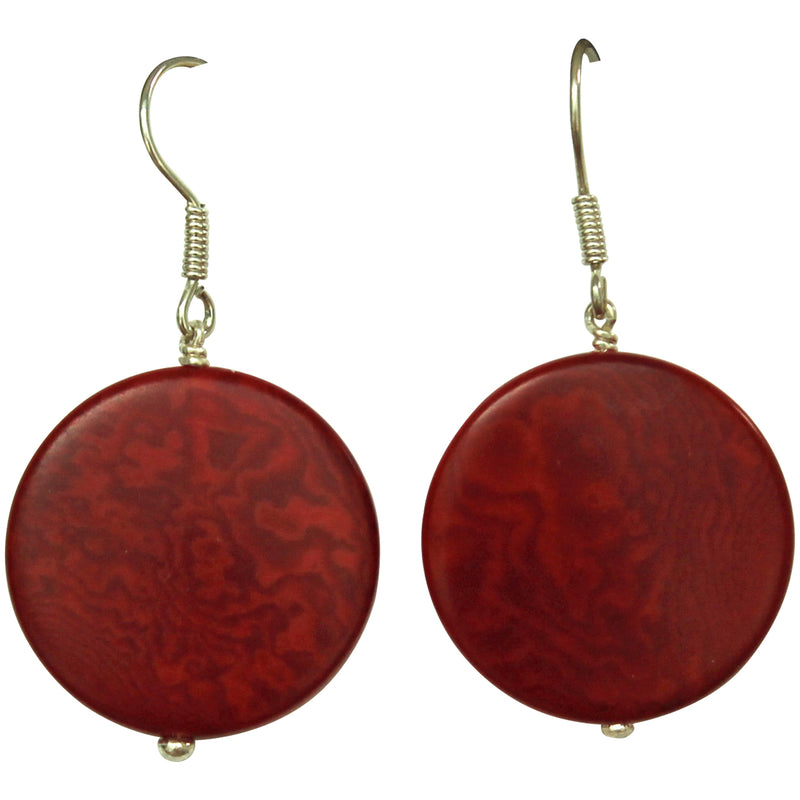 VEGETABLE IVORY EARRINGS IN TONES OF  RED