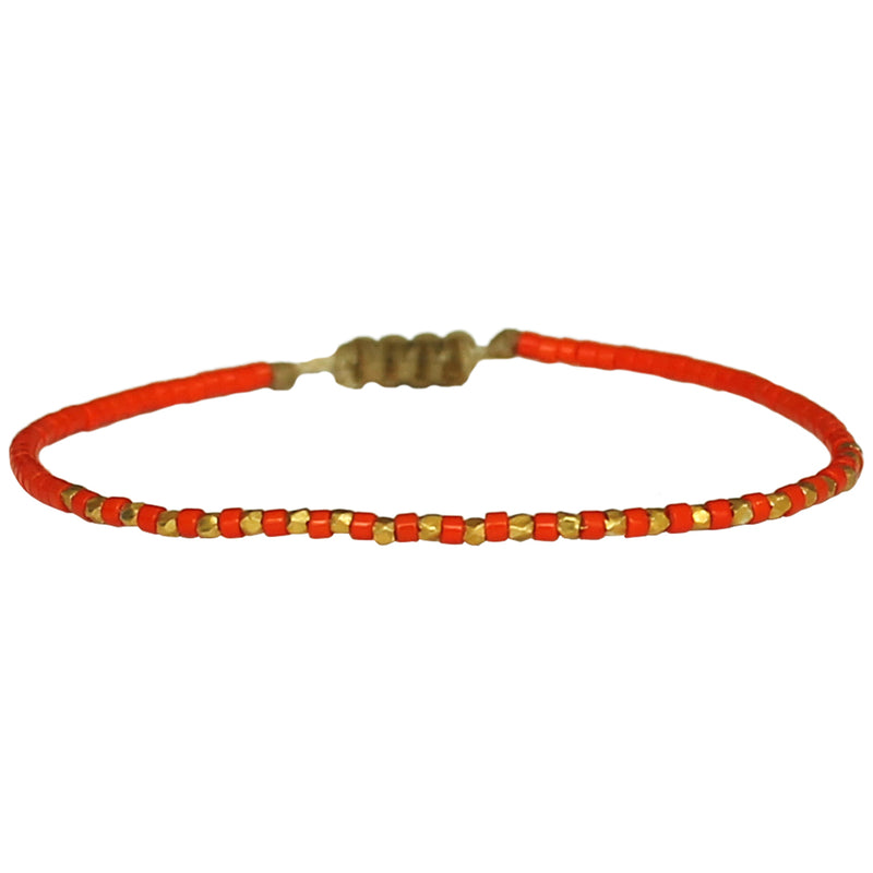 SINGLE HANDWOVEN BRACELET IN ORANGE & GOLD