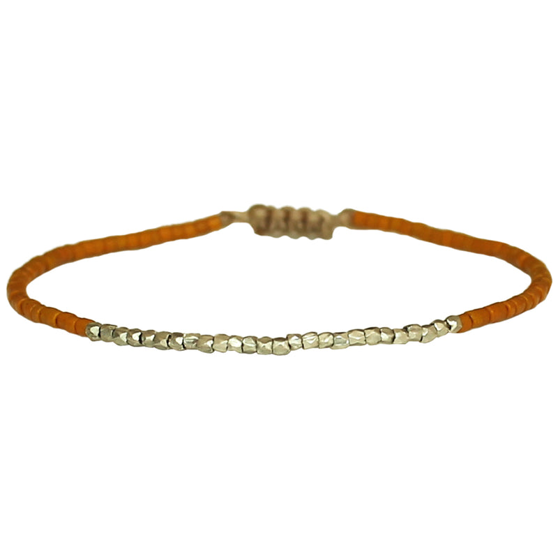 SINGLE HANDWOVEN BRACELET IN MUSTARD & SILVER