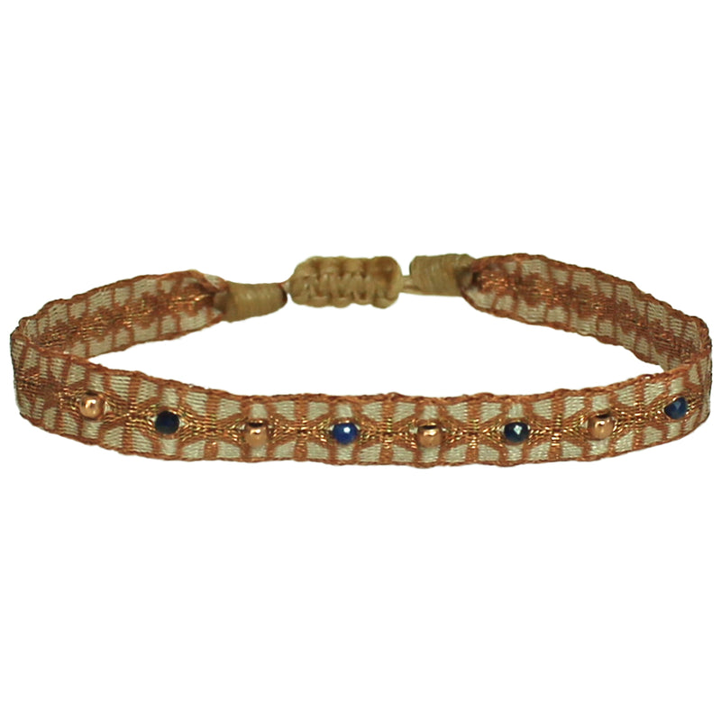 LAPIS LAZULI & ROSE GOLD HANDWOVEN SINGLE BRACELET