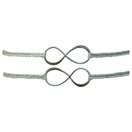 SET OF TWO INFINITY CHARM BRACELETS IN SILVER