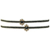 SET OF TWO FLOWER BRACELETS IN BLACK & GOLD