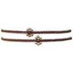 SET OF TWO FLOWER BRACELETS IN BURGUNDY & GOLD
