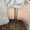 BASIC HANDWOVEN BRACELET IN BLACK, BEIGE & GOLD