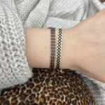 BASIC HANDWOVEN BRACELET IN BLACK, BEIGE & GOLD