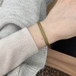 BASIC HANDWOVEN BRACELET IN GREEN, BEIGE & GOLD