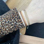 BASIC HANDWOVEN BRACELET IN BROWN, ORANGE, BEIGE & GOLD TONES