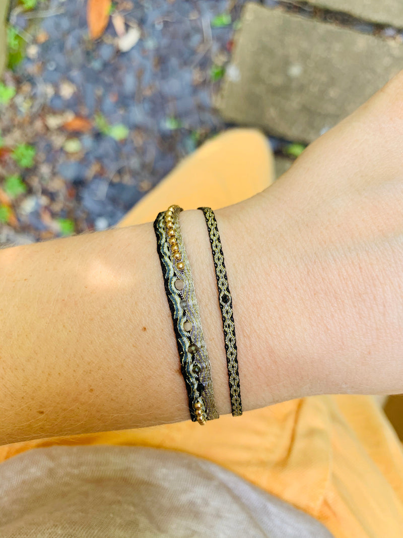HANDWOVEN BLACK DIAMOND BRACELET IN DARK TONES