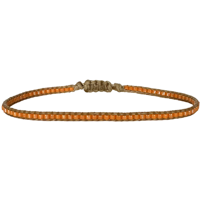 HANDMADE BEADED BRACELET IN NEON ORANGE TONES