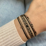 HANDMADE CHIC BRACELET IN BLACK, BEIGE & ROSE GOLD