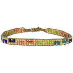 HANDMADE BEADED BRACELET IN SILVER, BLUE AND GREEN TONES