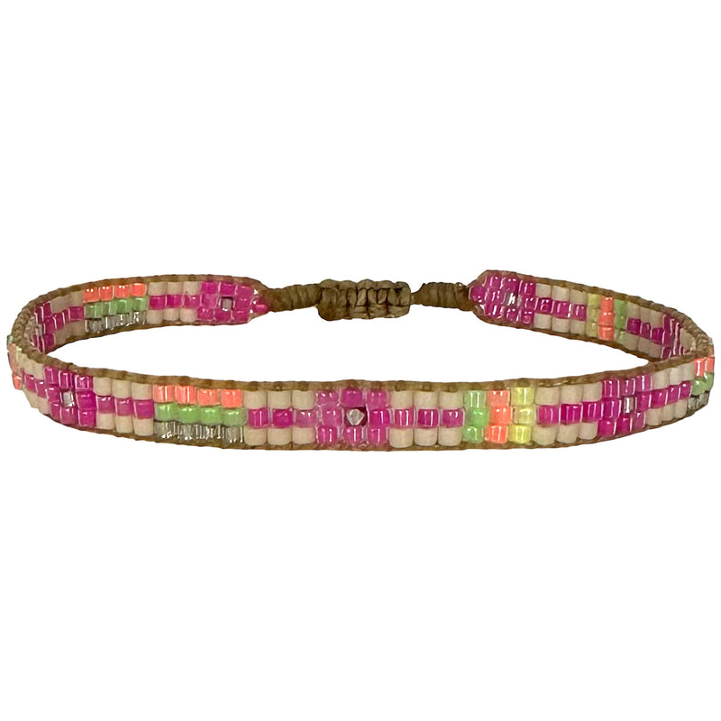 HANDMADE BEADED BRACELET IN PURPLE AND WHITE TONES