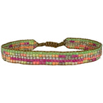   This cool bracelet is handwoven by our team of artisans in Colombia using Japanese glass beads.   Wear it with your favourite accessories !  Details:      Japanese glass beads     Handwoven adjustable bracelet     Width 9mm     Can be worn in the water