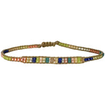 HANDMADE BEADED BRACELET IN BRIGHT TONES WITH A PEACH SUNSTONE
