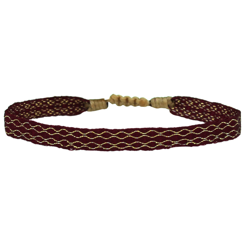 BASIC HANDWOVEN BRACELET IN BURGUNDY AND GOLD