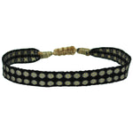 BASIC HANDWOVEN BRACELET IN BLACK, BEIGE & GOLD