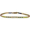 HANDMADE BEADED BRACELET IN GREEN AND BLUE TONES WITH SILVER DETAIL