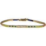 HANDMADE BEADED BRACELET IN GREEN AND BLUE TONES WITH SILVER DETAIL