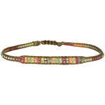 HANDMADE BEADED BRACELET IN NEON TONES WITH A GREEN KYANITE STONE