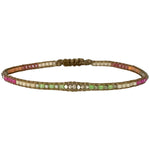 HANDMADE BEADED BRACELET IN NEON TONES WITH SILVER DETAIL