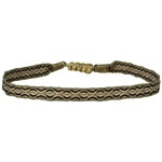 BASIC HANDWOVEN BRACELET IN BLACK, BEIGE AND GOLD TONES