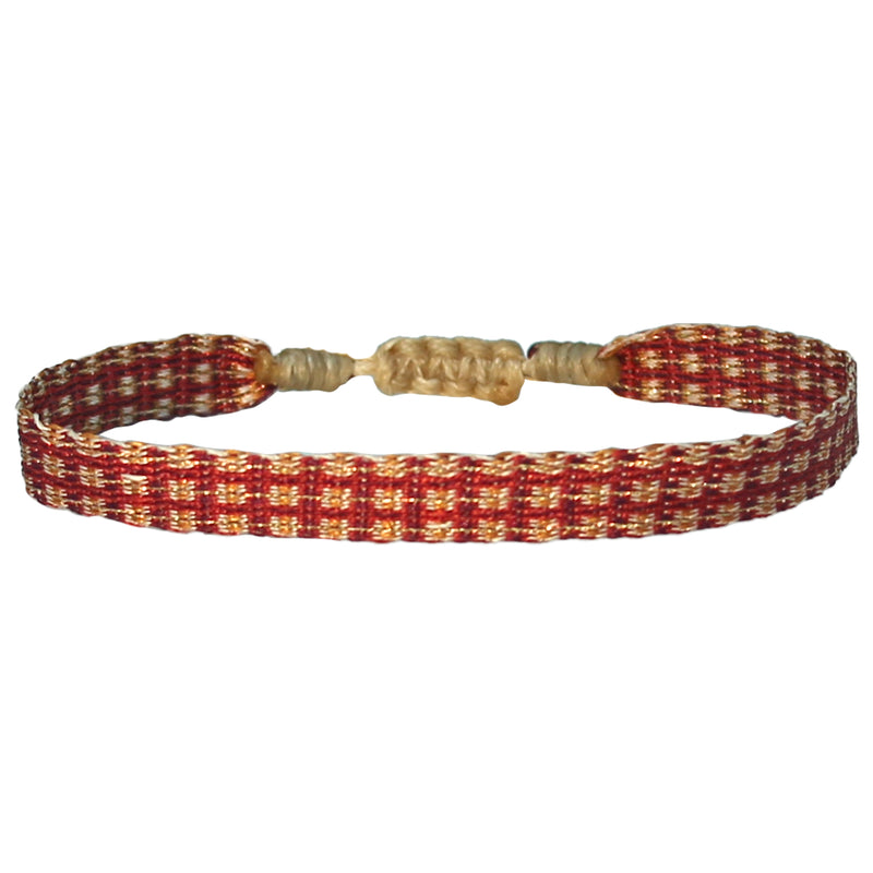 BASIC HANDWOVEN BRACELET IN TONES OF BURGUNDY & ROSE GOLD