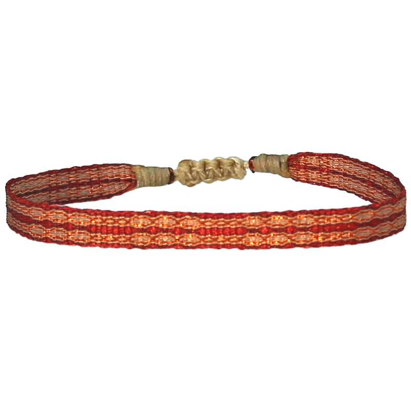BASIC HANDWOVEN BRACELET IN TONES OF BURGUNDY & COPPER