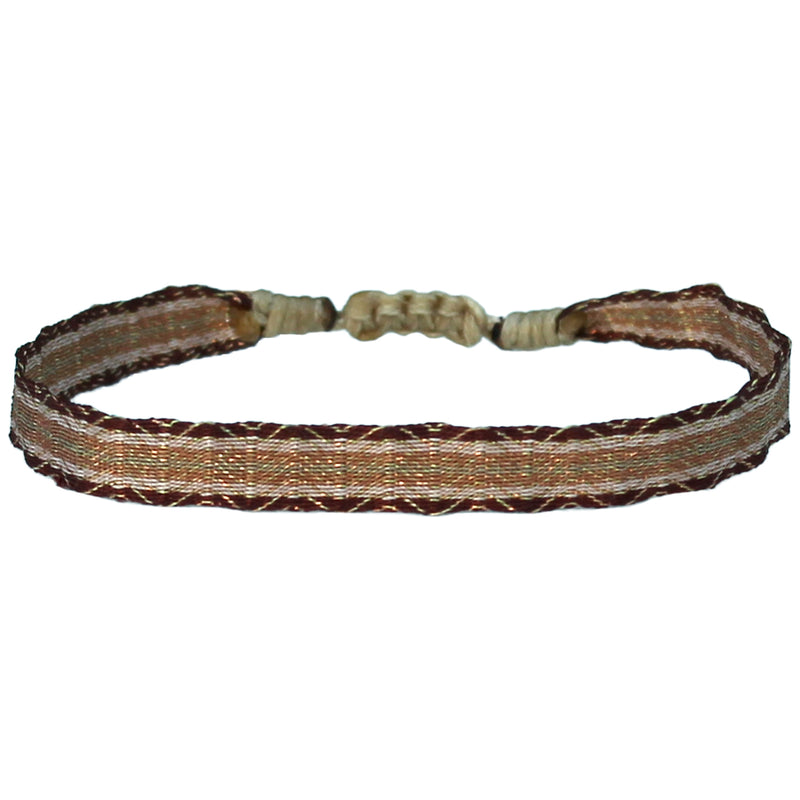 BASIC HANDWOVEN BRACELET IN SAND TONES & ROSE GOLD