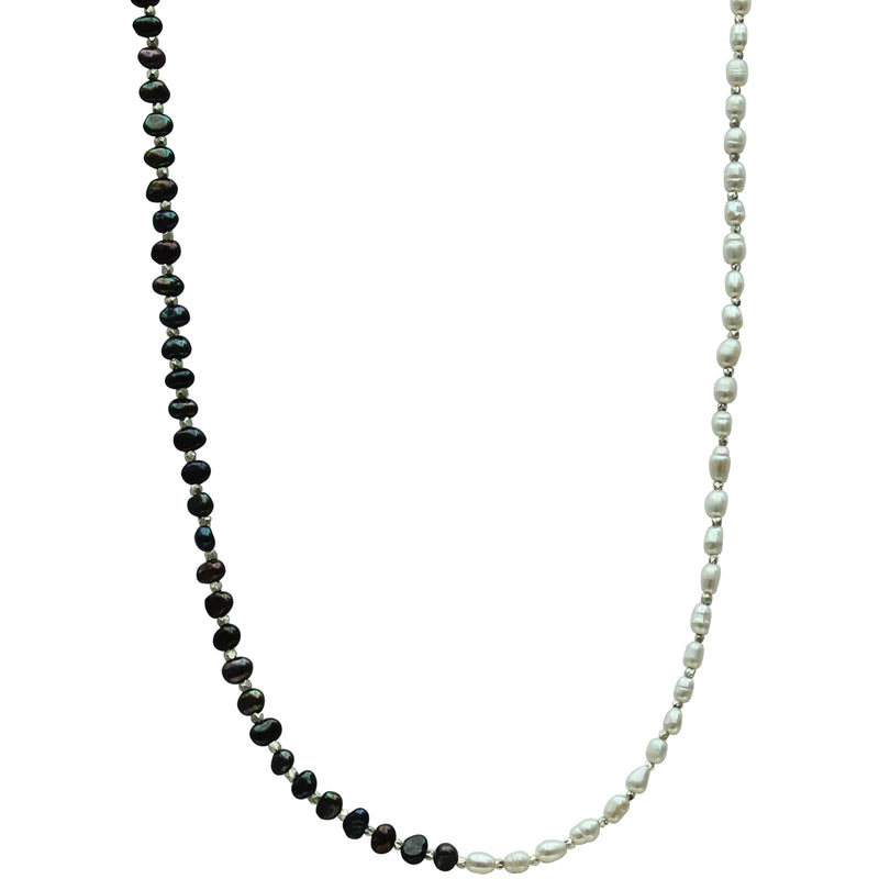 HANAUMA PEARLS AND SILVER BEADS NECKLACE