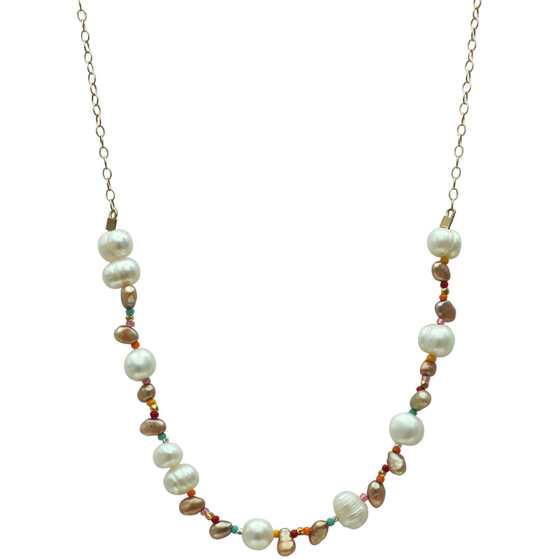 HANAUMA PEARL AND GOLD BEADS NECKLACE SET