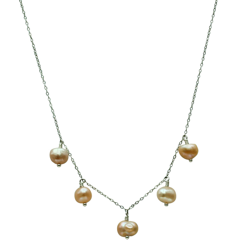 HANAUMA SILVER CHAIN AND PEARLS NECKLACE SET