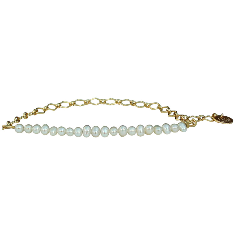 Hanauma Gold Chain and Pearls Handmade Bracelet