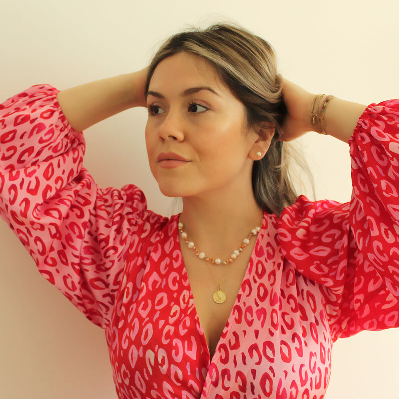 HANAUMA PEARL AND GOLD BEADS NECKLACE SET