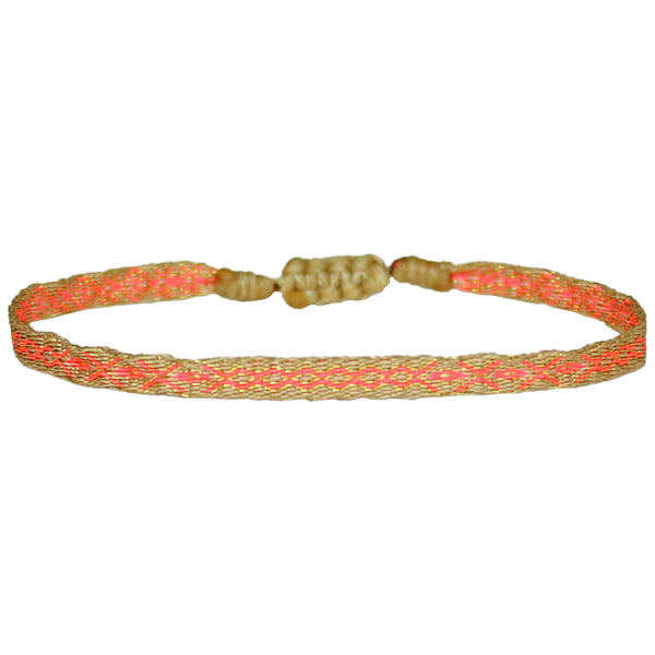 BASIC HANDMADE BRACELET IN BRIGHT PINK AND BEIGE
