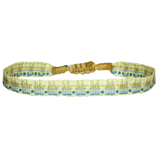 BASIC HANDMADE BRACELET IN BLUE, BEIGE AND GOLD
