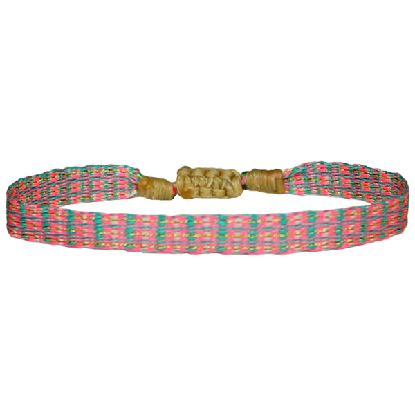 BASIC HANDMADE BRACELET IN PINK, BLUE AND GOLD
