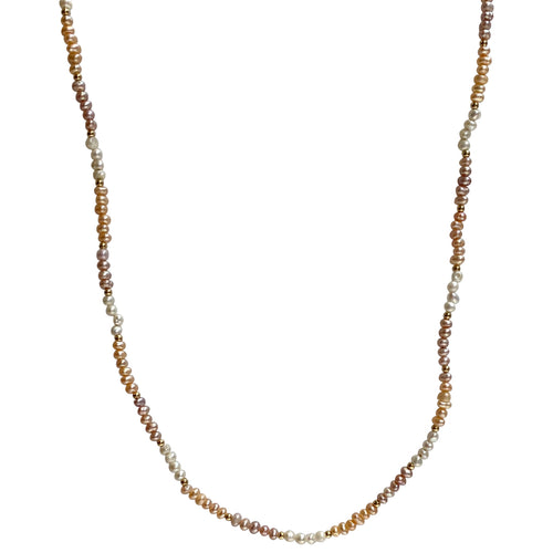 HANDMADE NEACKLACE FEATURING BEAUTIFUL PEACH, LILAC AND WHITE PEARLS