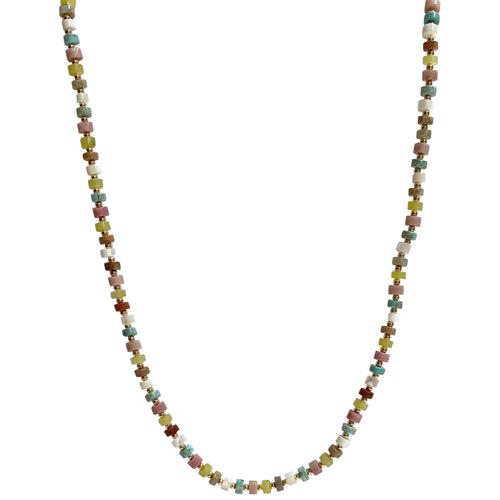 COLOURFUL BEADED NECKLACE WITH MIXED SEMI-PRECIOUS STONES